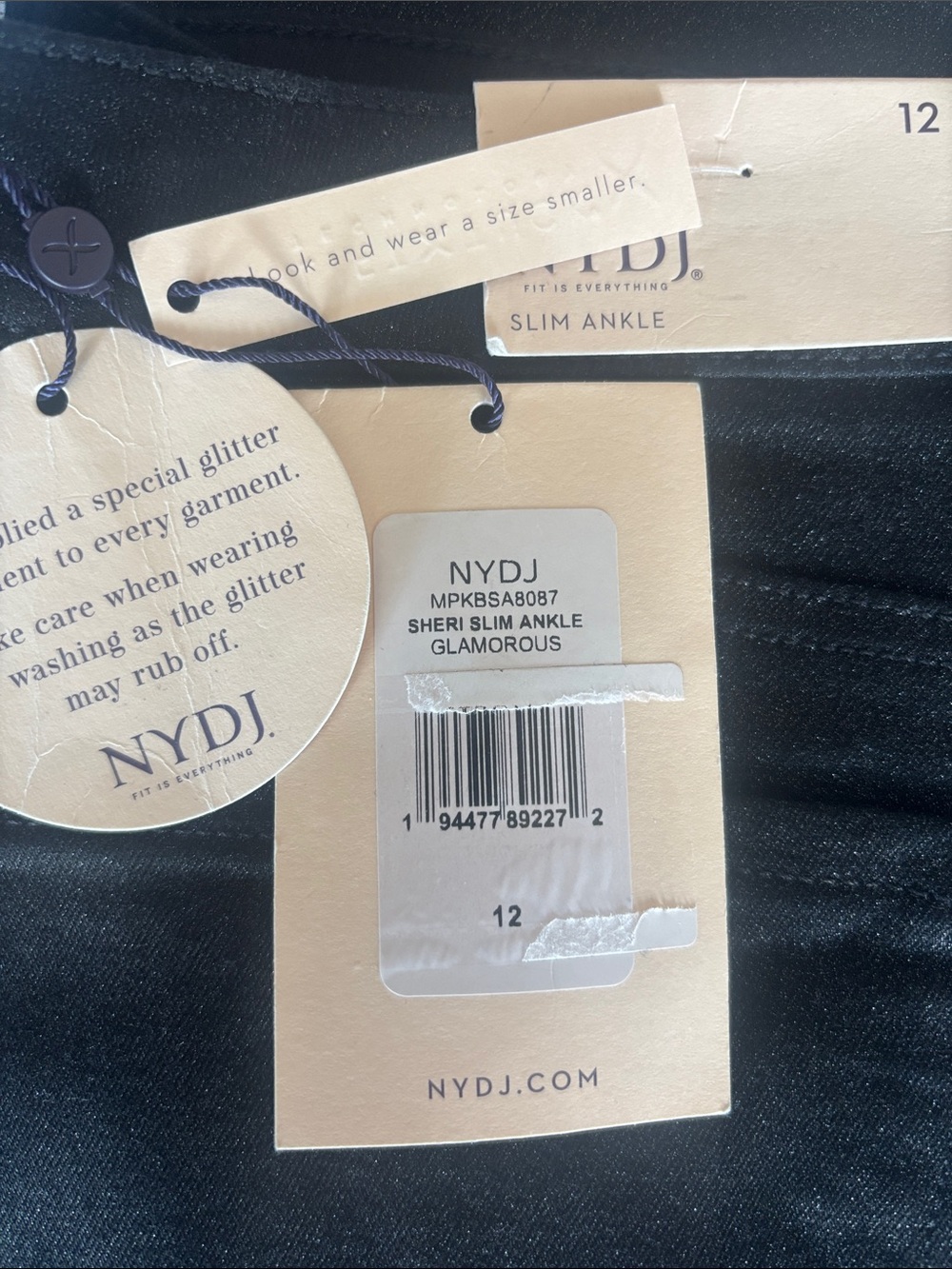 NYDJ Sheri Cuff Ankle Slim Fit Jeans in Glamorous Size 12 NWT - Picture 3 of 9